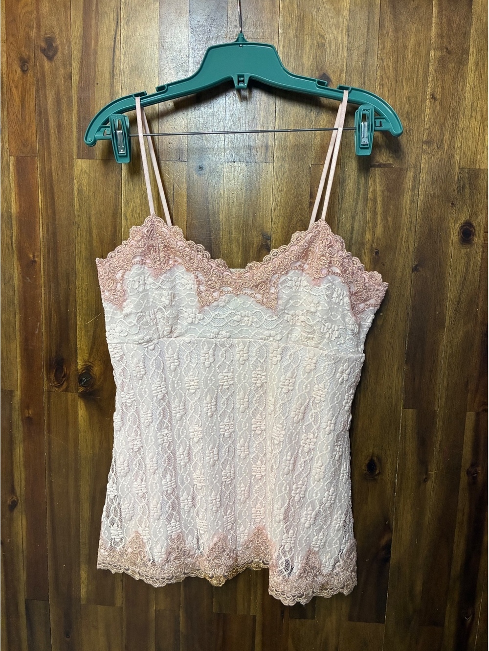 MKM Designs Pink White Lace Cami Top Large Y2K Coquette Fairycore Made USA